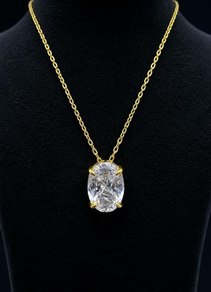 925 Ayar Hailey Oval Gold Kolye