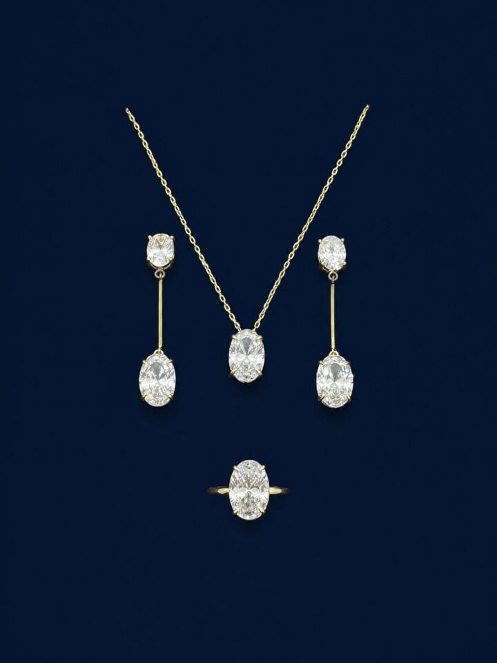 925 Ayar Hailey Oval Gold Set