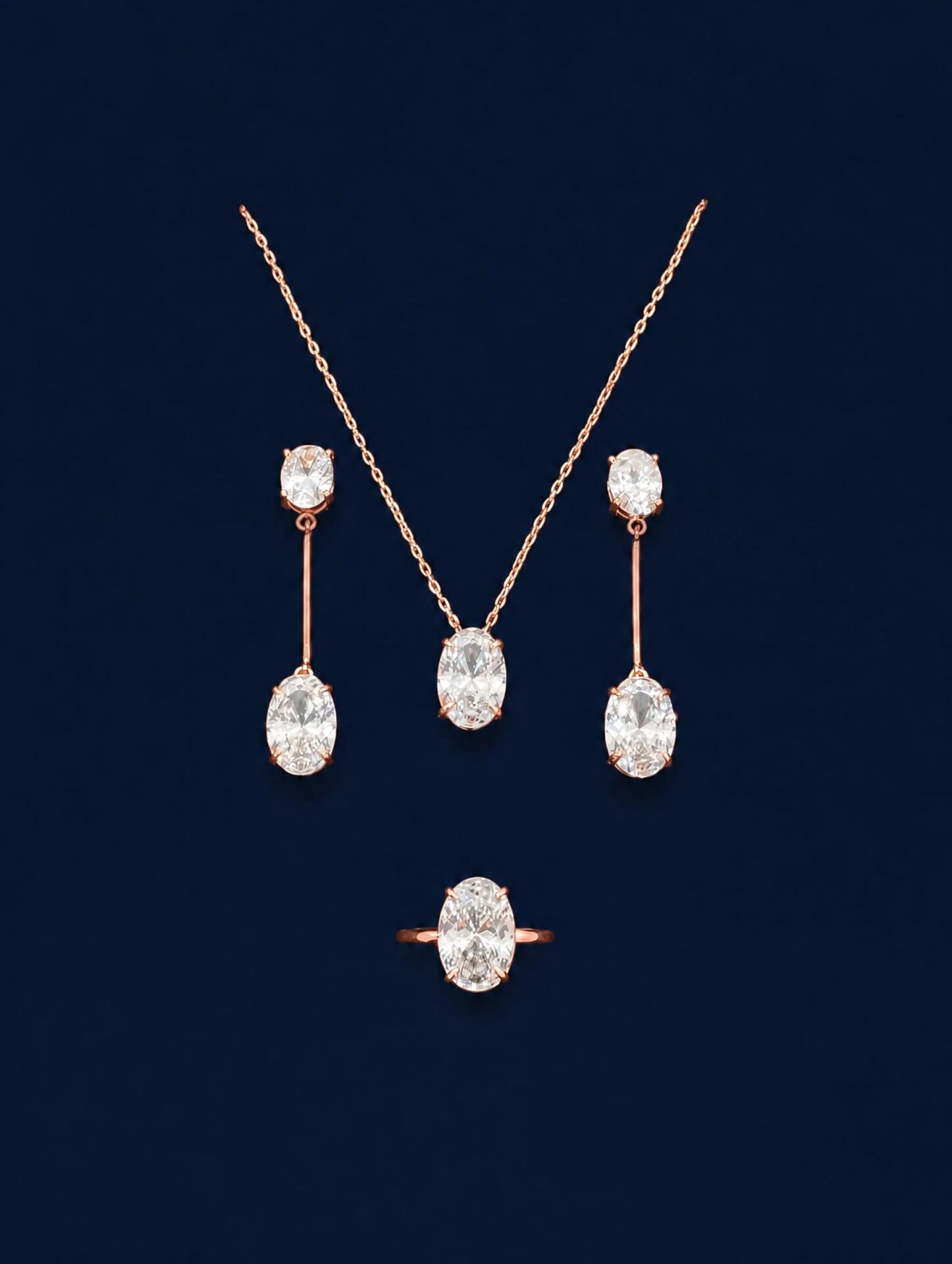 925 Ayar Hailey Oval Rose Set